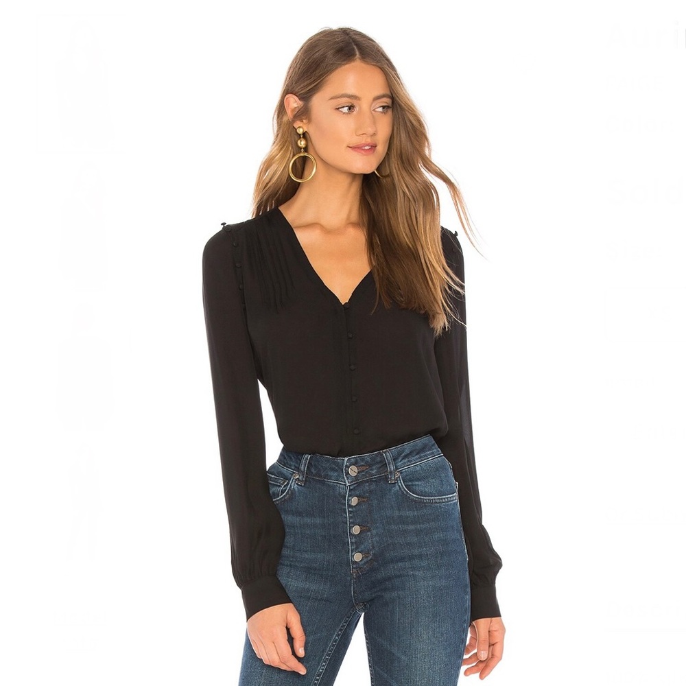 NEW PAIGE REVOLVE BLACK LONG SLEEVE SILK TOP
